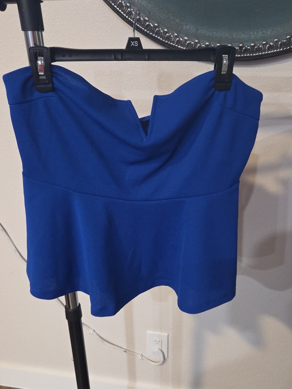 SHEIN Cobalt Blue Strapless Peplum Top